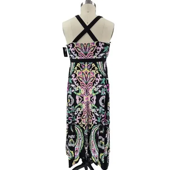 NWT INC International Concepts Polyester Maxi Dress Buddha Paisley Design Sz L - Picture 2 of 6